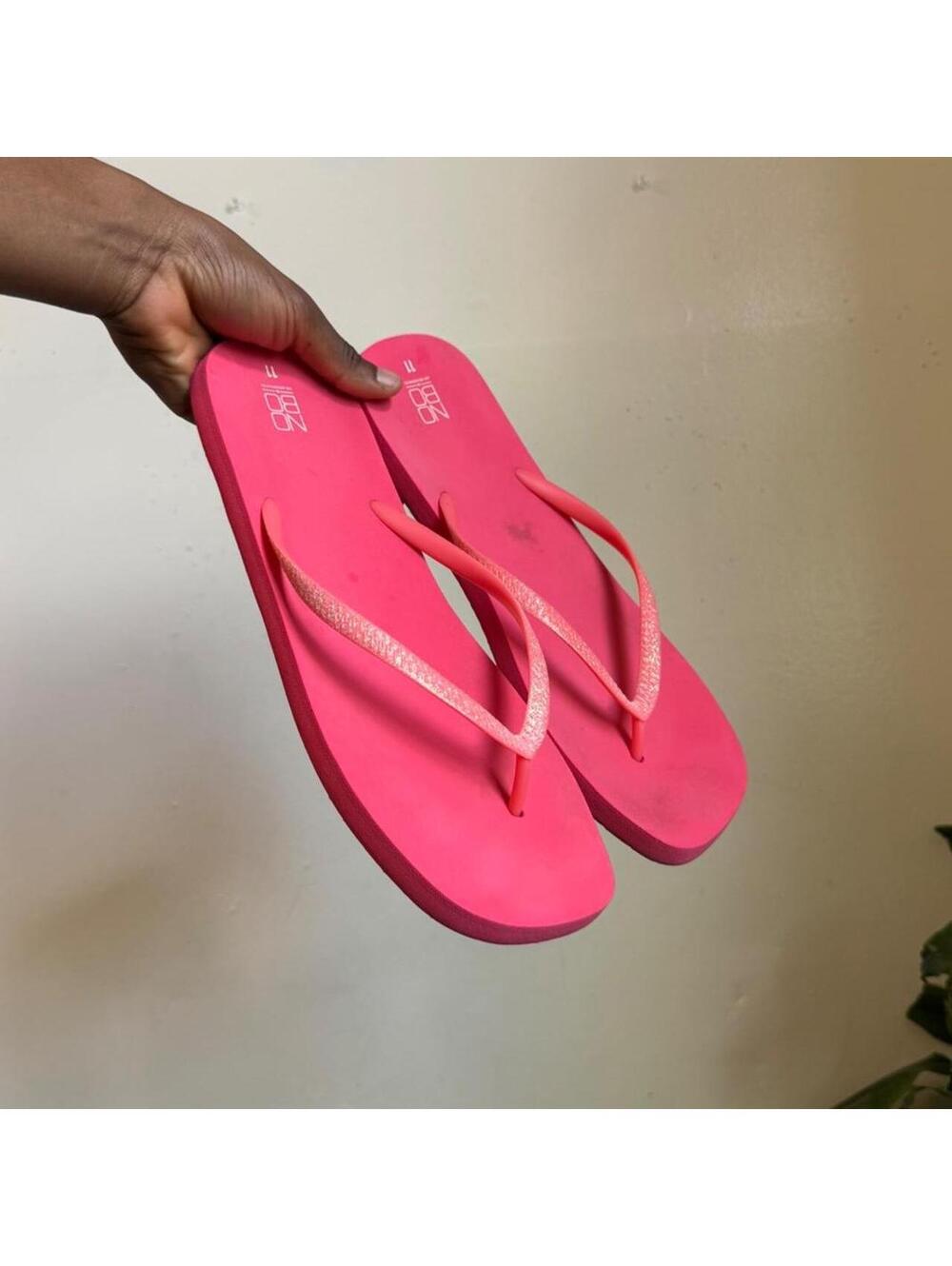 Coral-red‎ Glitter Sparkle Flip flops US 11